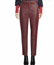 Tommy Hilfiger Women's Red Leather Track Pants Size 4
