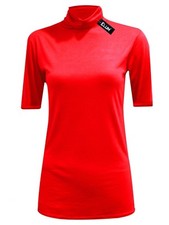 Womens  Turtle Polo Roll Neck Short Sleeve Plain Stretch T Shirt Top Jumper UK