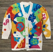 Escada Margaretha Ley Cardigan Sweater Floral Vintage Womens Sz 36*