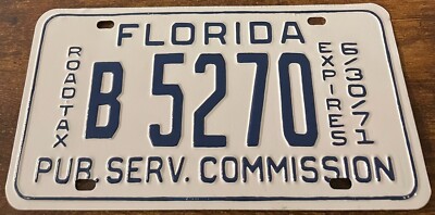 Vintage 1971 Florida Public Service Commission License Plate B