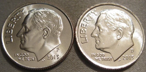 SELLING AS SHOWN - 2013 P & 2013 D UNCIRCULATED ROOSEVELT DIMES * 2 DIMES ** 642