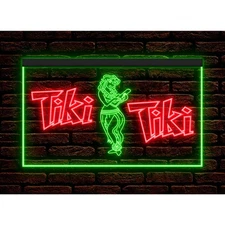 Tiki Bar Pub Club Lounge Man Cave Dual Color Two Tone illuminated Neon Sign