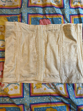 Beige Floral Jacquard Boned Waist Cincher Corset Hook Eye Closure Size unknown