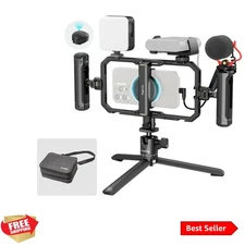 All-in-One Mobile Phone Video Rig Kit Pro - Stabilizer, LED Light & Mic for C...