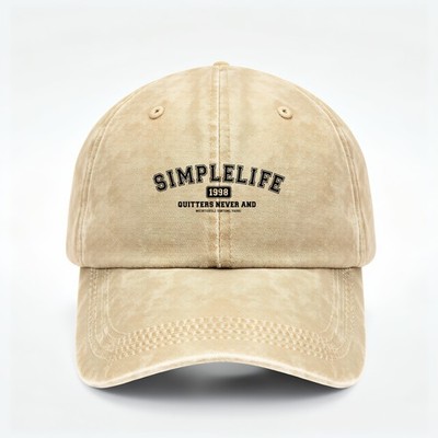Simple Life 1998 Quitters Never Win Washed Baseball Cap-Retro Minimalist Dad Hat