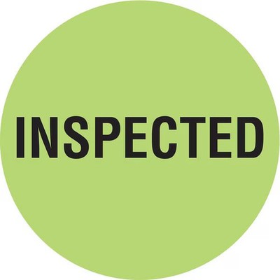 Tapecase Circle Inventory Control Label, Inspected, Green, Pk1000 16U829