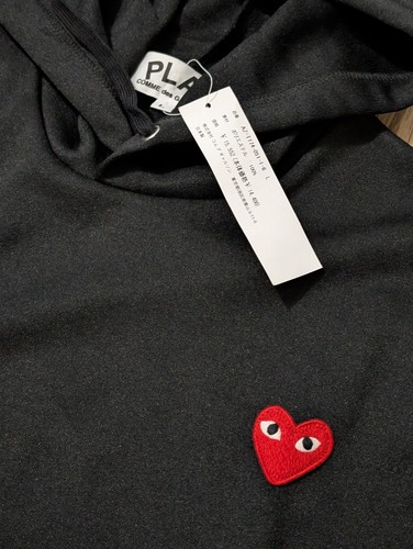 Comme Des Garçons Play Hoodie Sweatshirt Solid Black Gr. LARGE - Bild 4 von 9