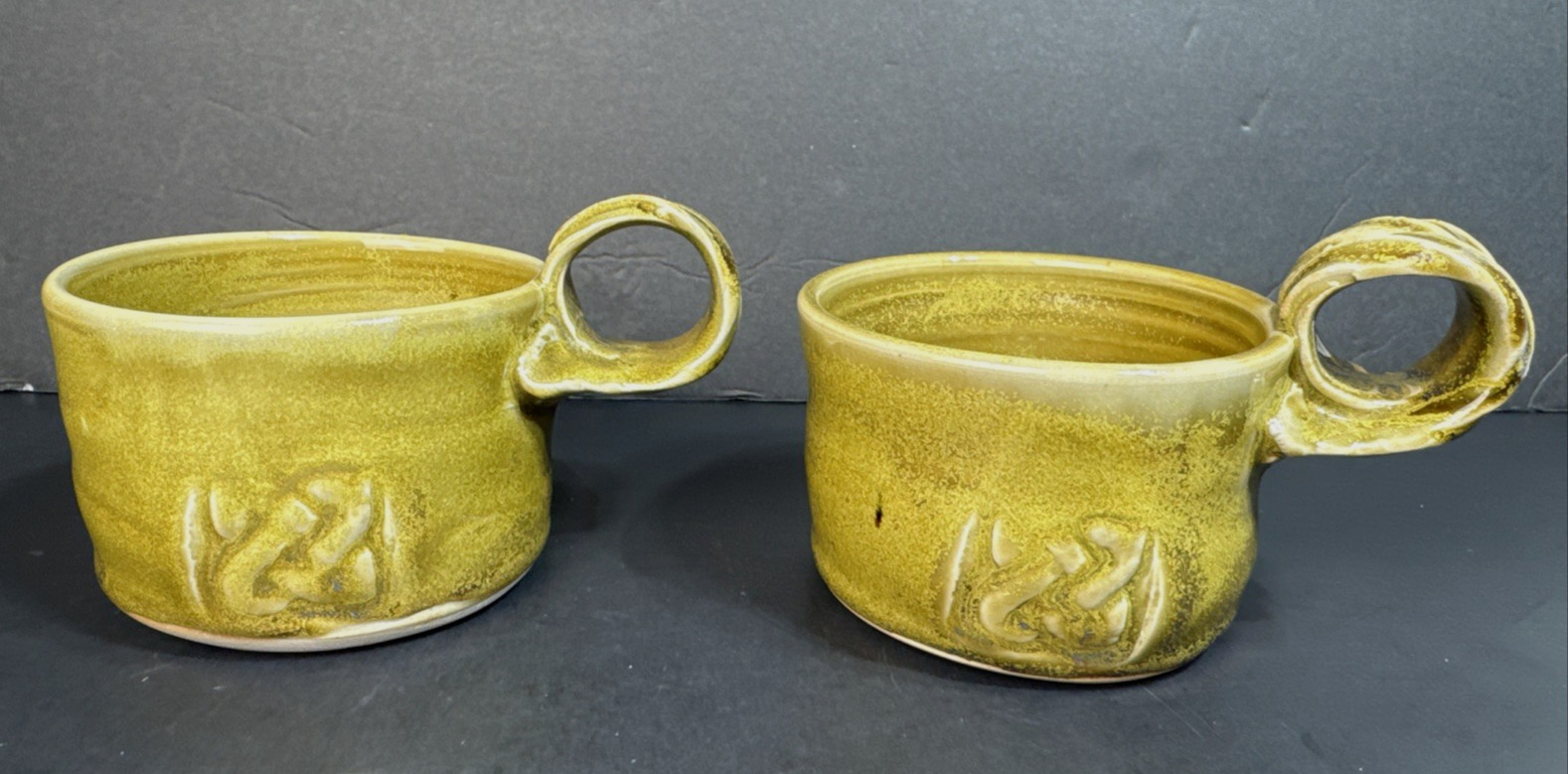 Set of 2 Handmade Ceramic Mugs — Celtic Knot Design • Studio Art Pottery