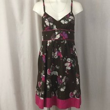 Y2K Guess silk floral dress sz 3 garden party juniors viontage brown pink