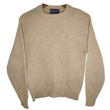 126. Vintage Robert Bruce Wool Sweater Pullover USA Large Knit Tan Long Sleeve