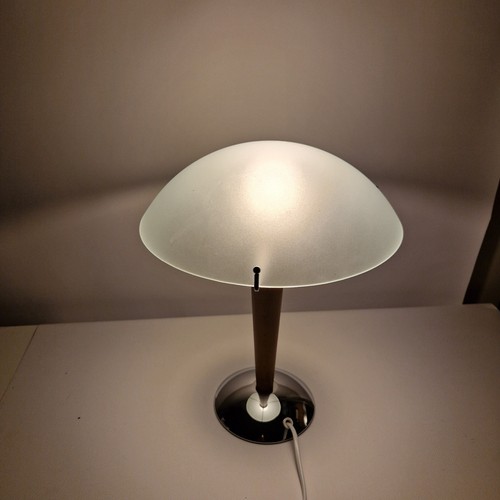 Lampada vintage Ikea KVINTOL legno faggio vetro cromato art deco fungo lampada da tavolo - Foto 11 di 14