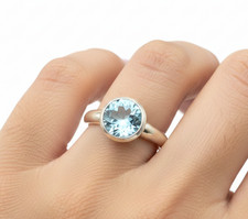 Natural Blue Topaz ring 925 Sterling Silver Handmade December Birthstone Ring