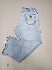 Carhartt Jeans Mens 38x30 Blue Denim Loose Fit Boot Cut Utility Pocket B167 DST