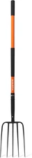 5-Tine Pitchfork for Gardening, 57-Inch Heavy Duty Garden Fork with Orange 