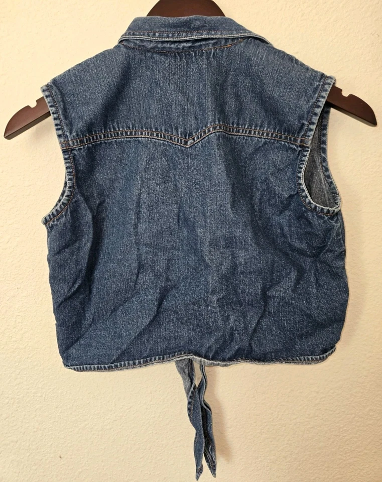 Винтажный девочек Wrangler джинсовой ткани жилет красный бандана акценты джинсовой ткани 100% хлопок - Изображение 3 из 4