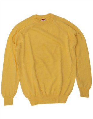 VINTAGE Womens Crew Neck Jumper Sweater UK 16 Large Yellow AP04