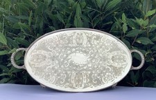 PRISTINE Antique 21.5" Twin Handled Footed Butler Serving Tray by VINERS c1920