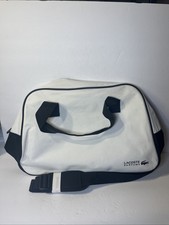 Lacoste Parfums Black Shoulder Bag White Trim Logo Zipper Adjustable Strap
