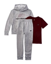 New Balance 3Pc Fleece Hoodie, T-Shirt  Jogger Set