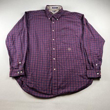 Vintage Tommy Hilfiger Shirt Mens XL Red Navy Blue Plaid Button Down Crest Logo