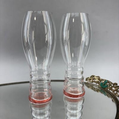 RIEDEL Crystal O Pink Pair Of Crystal Champagne Glasses Germany Mint Wine