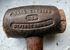 Vintage Green Tweed Rawhide Mallet Defense Hammer Leather Tool USA