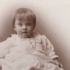 1890s Cabinet Card Adorable Cute Girl Staring Child Todler Photo FA Webster