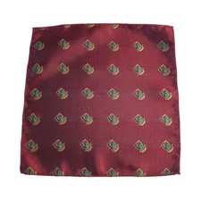 Pocket Square Silk Maroon Green Crest Formal Accessory Suit Wedding Prom Gift