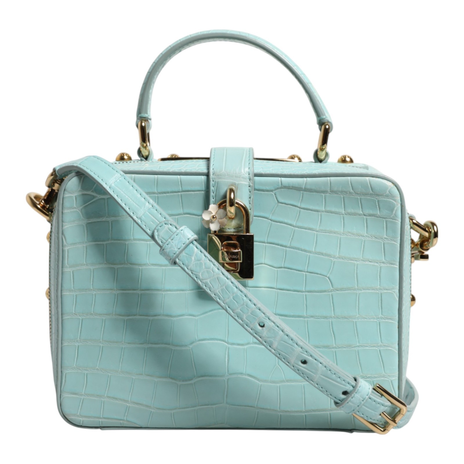DOLCE & GABBANA Bag Mint Green Embossed Leather Padlock Shoulder Borse 18690usd