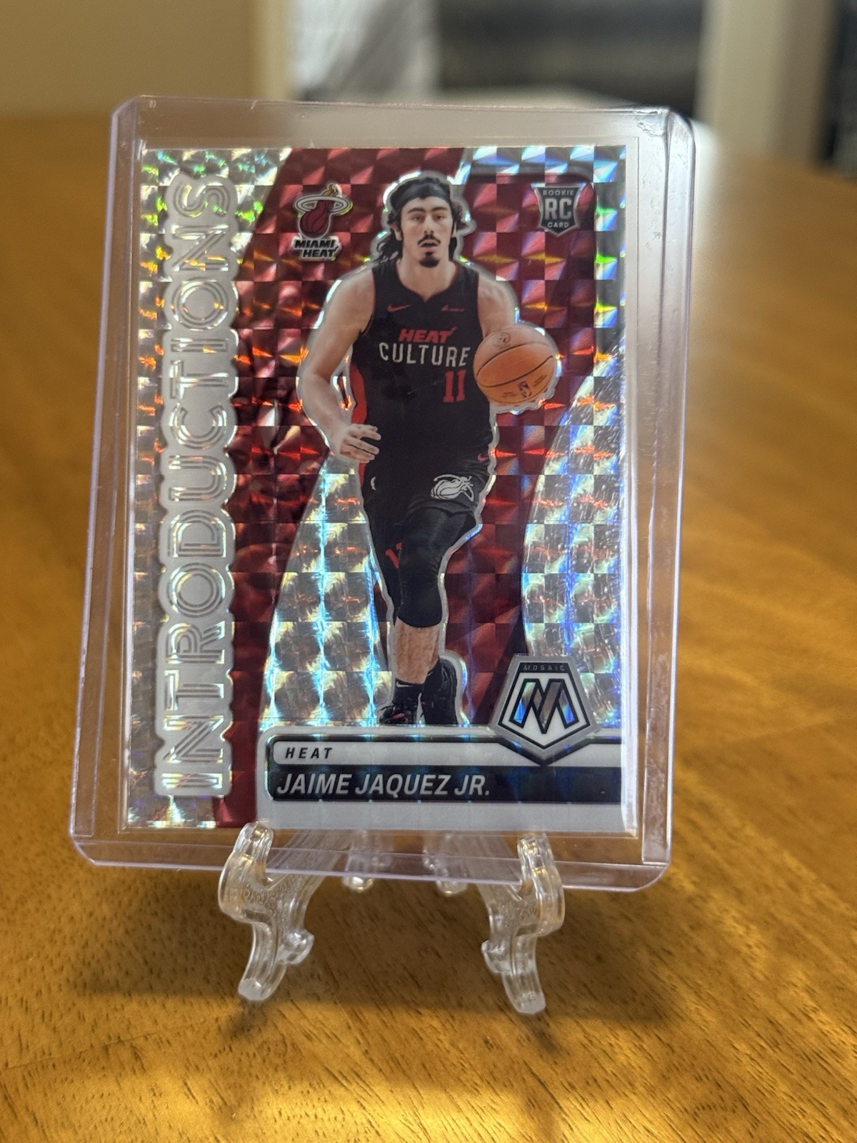 2023 Mosaic Jaime Jaquez Jr. # 17 Introductions Mosaic Silver Prizm Miami Heat