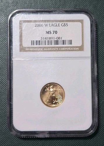 2006-W American Gold Eagle $5 NGC MS70 1/10 Oz Burnished