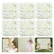 6 Pack White Flower Wall Backdrop 15 x 15 Inch Fake Flower Wall Panels Artifi...