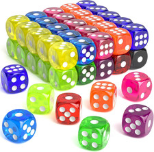 60 Pieces Dice Set, 16mm Standard Bulk 6 Sided Colored Dices for Board Games, Ma