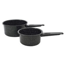 Juego de cacerolas antiadherentes Columbian Home Granite Ware cerámica negra sobre acero 1 qt.