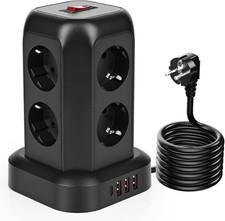 Multiprise Avec Interrupteur, Tour Multiprise 8 Prises Et 4 USB Parafoudre Et Su