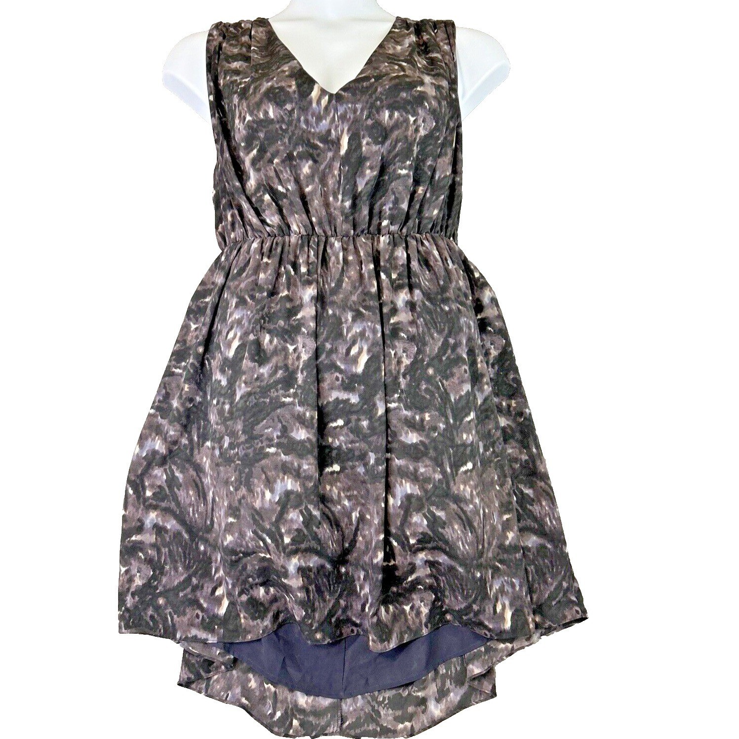 MM Couture by Miss Me Medium Black Purple Abstract Criss Cross Back Dress Party