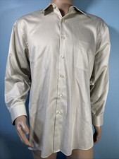 Geoffrey Beene Cream Dress Shirt Men s Size 17.5, 32/33 Regular Fit