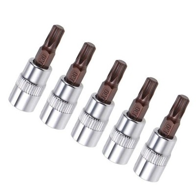 5pcs 1/4inch (6.35mm) Drive T30 Torx Bit Socket Universal DIY Hand Work Tool