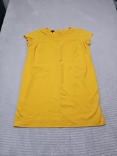 Talbots Dress Womens 16 Petite Yellow Short Sleeve Vcut Neckline