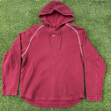 Vintage Nike Center Swoosh Hoodie Burgundy Size Medium Y2K EUC