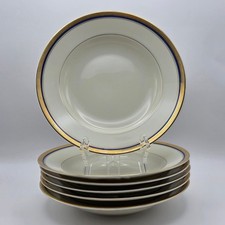 Vintage Thomas Germany Porcelain Rimmed Soup Bowls Cobalt Blue Gold Set of 6