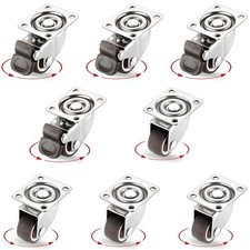 8Pcs Small Caster Wheels 1 Inch, Low Profile Swivel Casters, No Noise Little ...