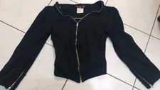 Vintage JOHN GALLIANO Sweater Ladies Zip Shrug Wool Blend Black Cropped