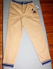 Jr.'s DISNEY MICKEY MOUSE Khaki Drawstring Jogger Casual Pants Size XL 28-32 X27