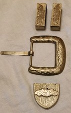 Belt Buckle Set Made In Mexico Signed 2.5"