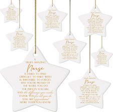 16 Pcs Nurse Appreciation Ceramic Ornaments, Thank You Keepsakes with Flannel Gi