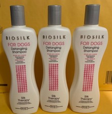 3 bottles of BIOSILK FOR DOGS Silk DETANGLING SHAMPOO  CONDITIONER  USA MADE