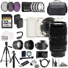 Sony ZV-E10 White Body  E 70-350mm f/4.5-6.3 G OSS Lens 32GB 9PC Filtr-MEGAKit