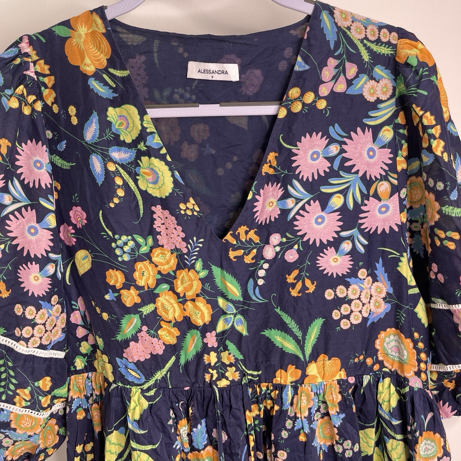 Alessandra Womens Dress Size S Silk Mix Floral Pockets Lined V Neck Summer image 4