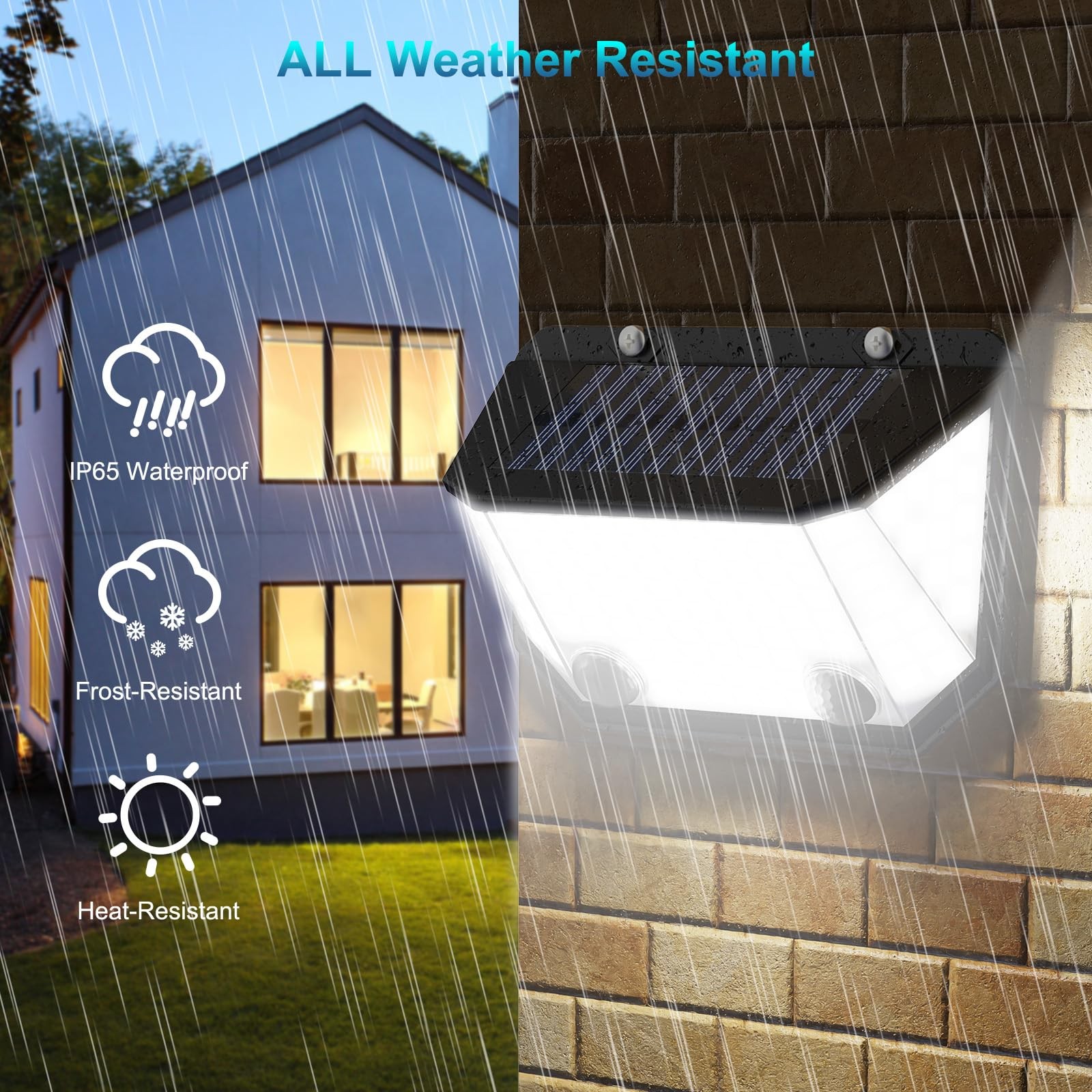 Kasonic Solar Lights Outdoor, 122 LEDs Motion Sensor Lights with 300° Wide An...